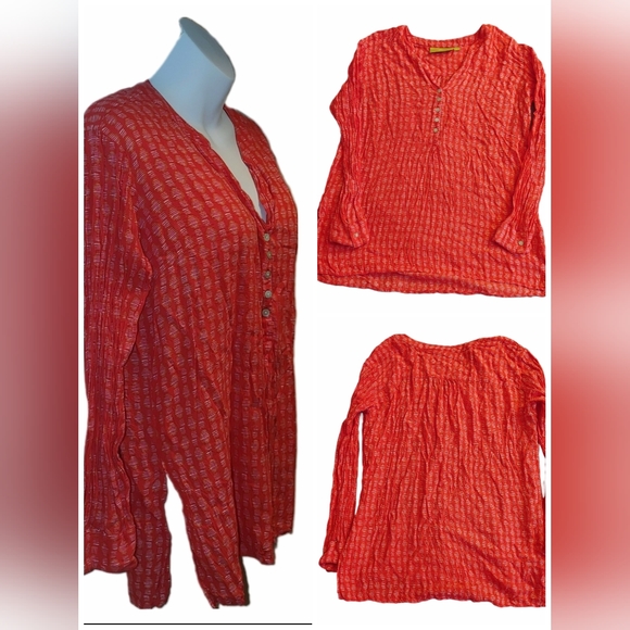 RockFlowerPaper Bright Pink Crinkle Shirt - Medium - Picture 1 of 6